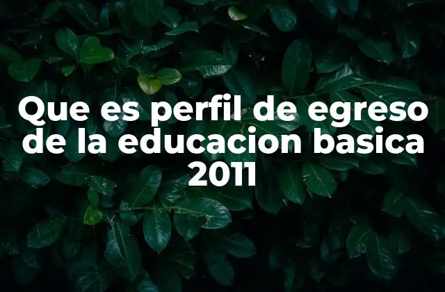Que es Perfil de Egreso de la Educacion Basica 2011