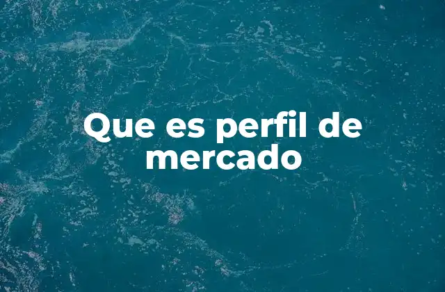 Que es Perfil de Mercado