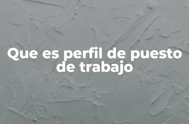 Que es Perfil de Puesto de Trabajo