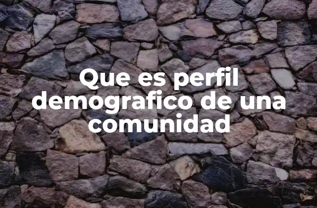 Que es Perfil Demografico de una Comunidad