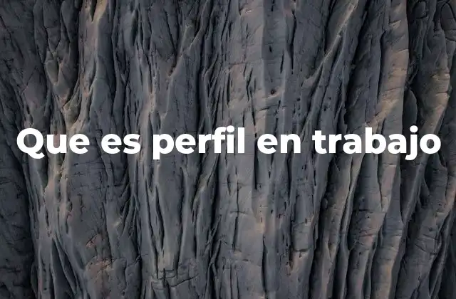Que es Perfil en Trabajo