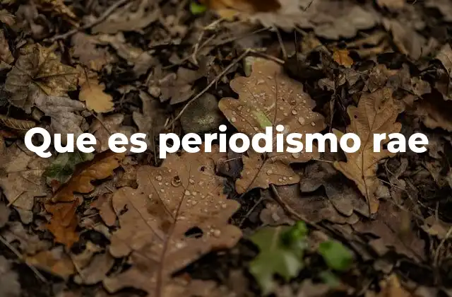 Que es Periodismo Rae