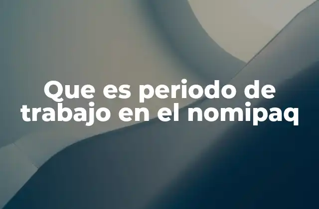 Que es Periodo de Trabajo en el Nomipaq