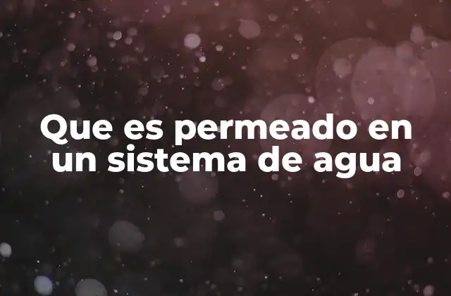 Que es Permeado en un Sistema de Agua