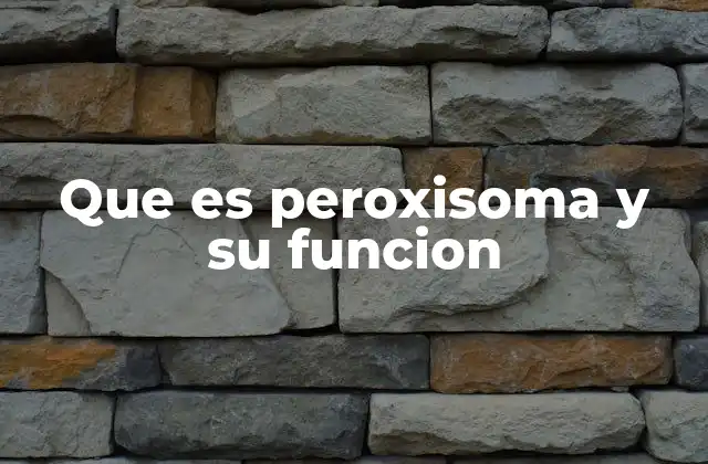 Que es Peroxisoma y Su Funcion