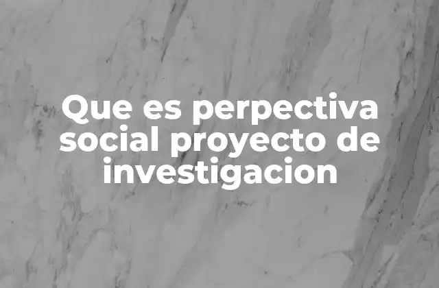 Que es Perpectiva Social Proyecto de Investigacion