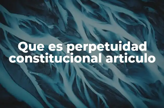 Que es Perpetuidad Constitucional Articulo