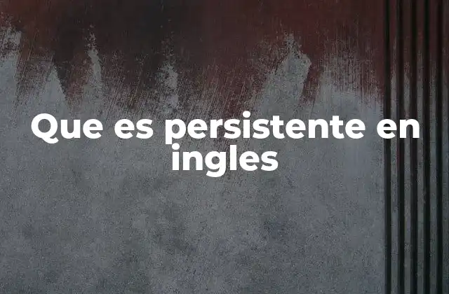 Que es Persistente en Ingles