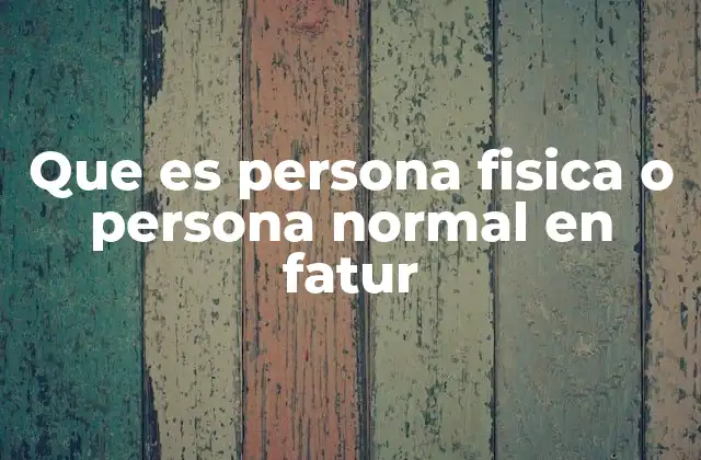 Que es Persona Fisica o Persona Normal en Fatur
