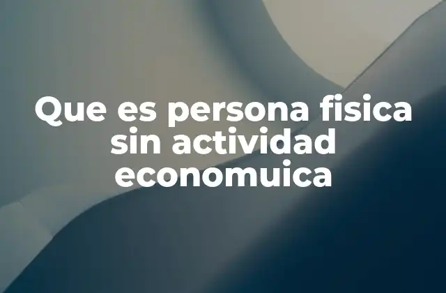 Que es Persona Fisica sin Actividad Economuica