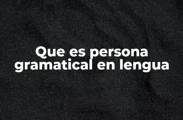 Que es Persona Gramatical en Lengua