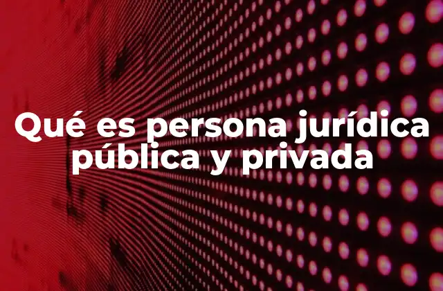 Qué es Persona Jurídica Pública y Privada