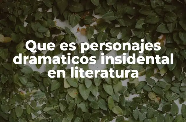 Que es Personajes Dramaticos Insidental en Literatura