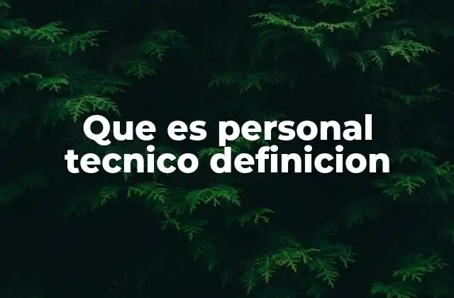 Que es Personal Tecnico Definicion