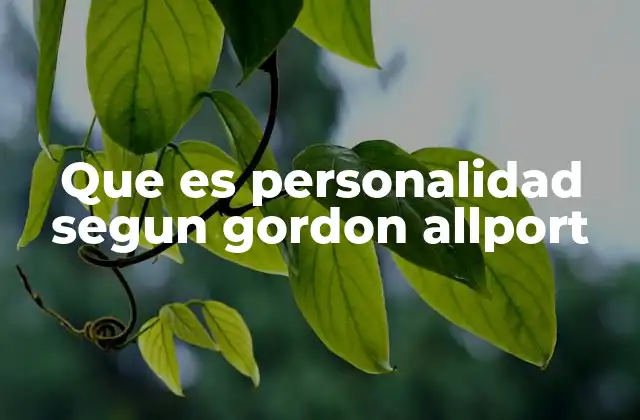 Que es Personalidad Segun Gordon Allport