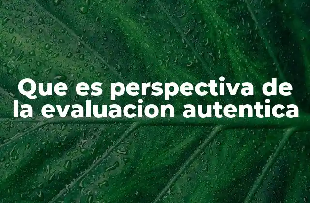 Que es Perspectiva de la Evaluacion Autentica