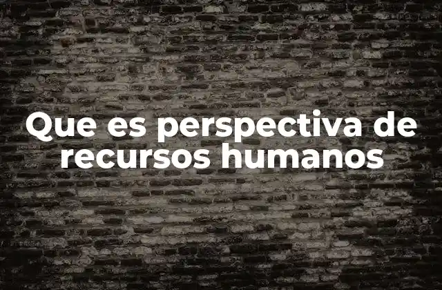 Que es Perspectiva de Recursos Humanos