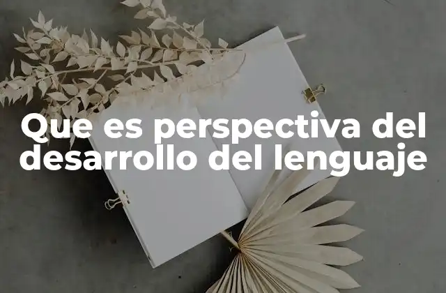 Que es Perspectiva Del Desarrollo Del Lenguaje