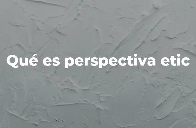 Qué es Perspectiva Etic 2 La importancia de ver desde afuera