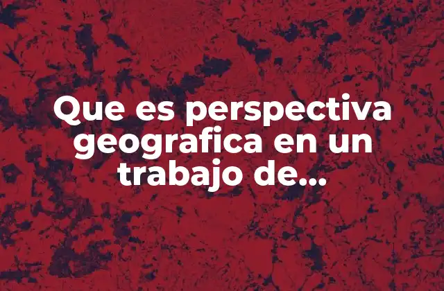 Que es Perspectiva Geografica en un Trabajo de Investigacion