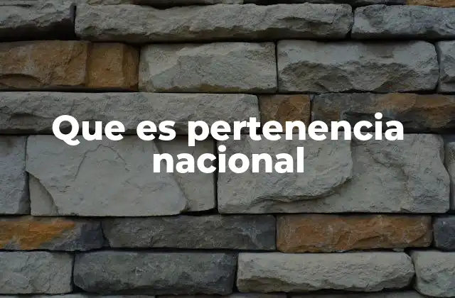 Que es Pertenencia Nacional