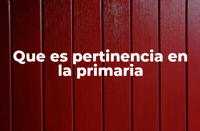 Que es Pertinencia en la Primaria