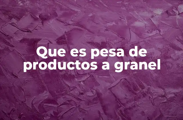 Que es Pesa de Productos a Granel
