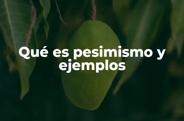 Qué es Pesimismo y Ejemplos