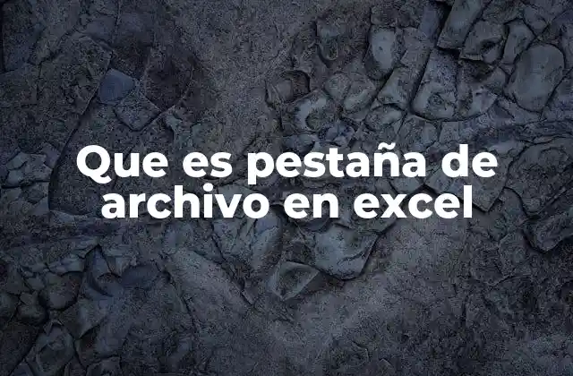 Que es Pestaña de Archivo en Excel