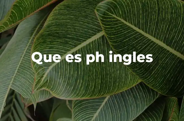 Que es Ph Ingles