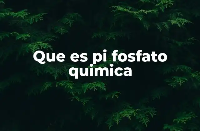 Que es Pi Fosfato Quimica