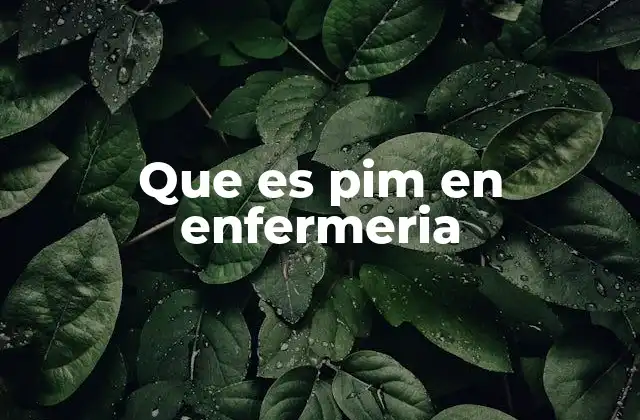 Que es Pim en Enfermeria