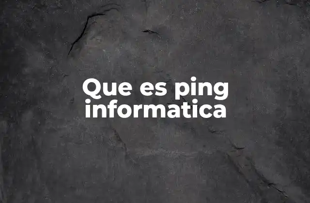 Que es Ping Informatica