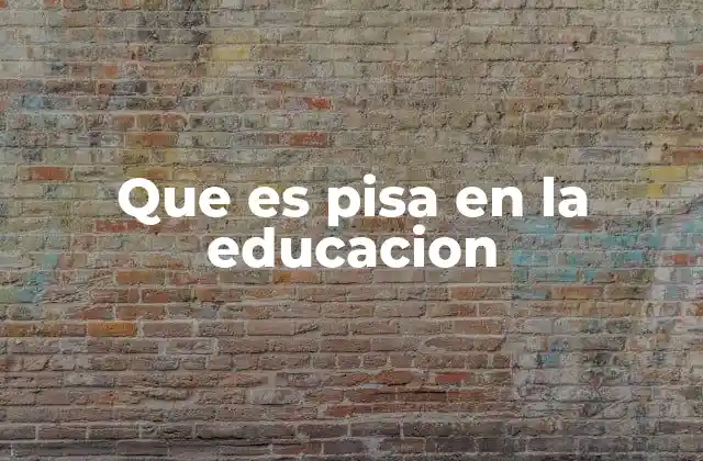 Que es Pisa en la Educacion