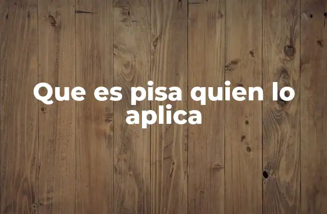 Que es Pisa Quien Lo Aplica