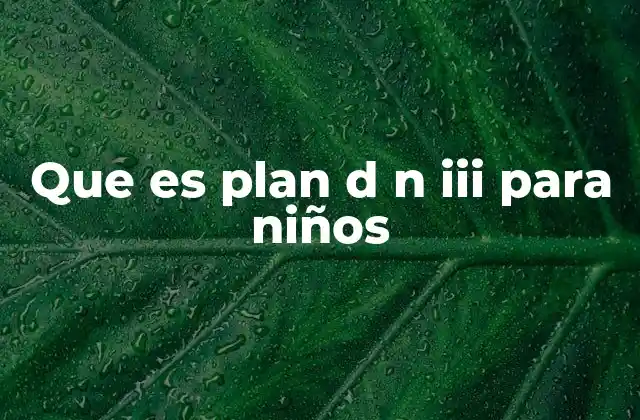 Que es Plan D N Iii para Niños