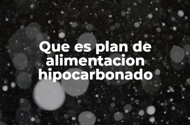 Que es Plan de Alimentacion Hipocarbonado