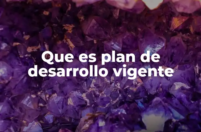 Que es Plan de Desarrollo Vigente