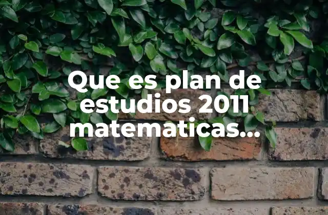 Que es Plan de Estudios 2011 Matematicas Secundaria