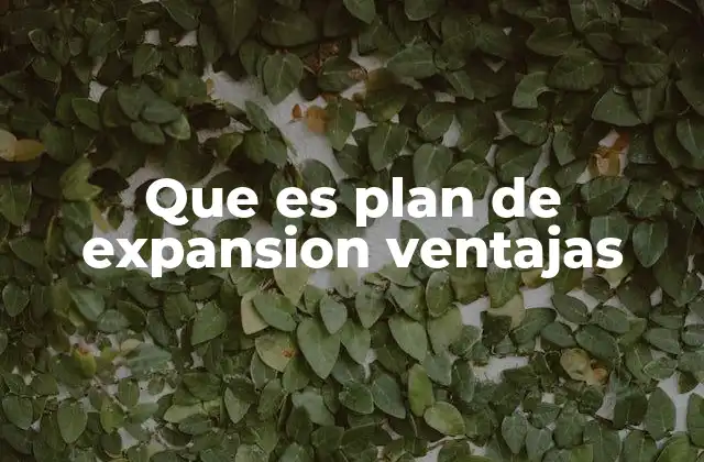 Que es Plan de Expansion Ventajas