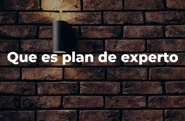 Que es Plan de Experto