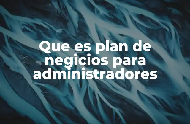 Que es Plan de Negicios para Administradores
