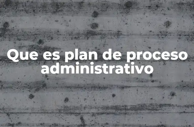 Que es Plan de Proceso Administrativo