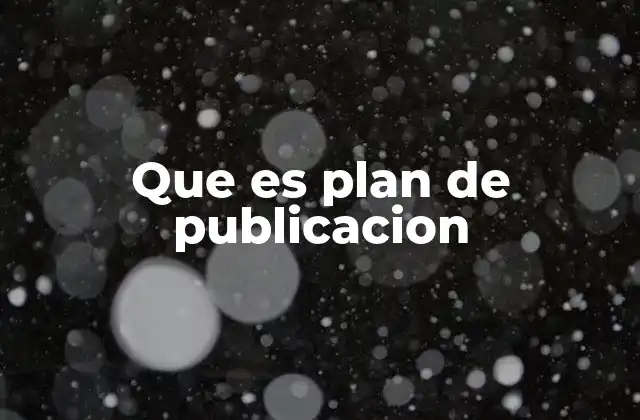 Que es Plan de Publicacion