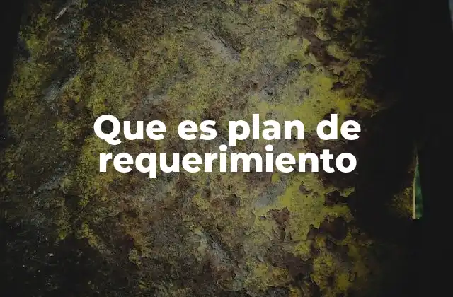 Que es Plan de Requerimiento