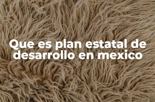 Que es Plan Estatal de Desarrollo en Mexico