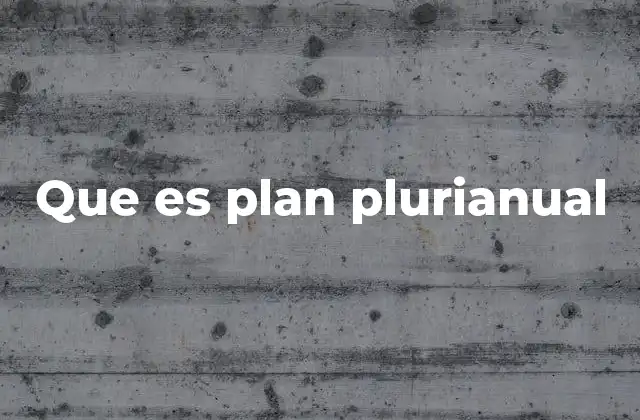Que es Plan Plurianual