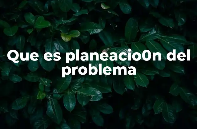 Que es Planeacio0n Del Problema