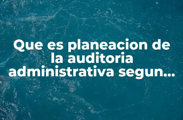 Que es Planeacion de la Auditoria Administrativa Segun Autores