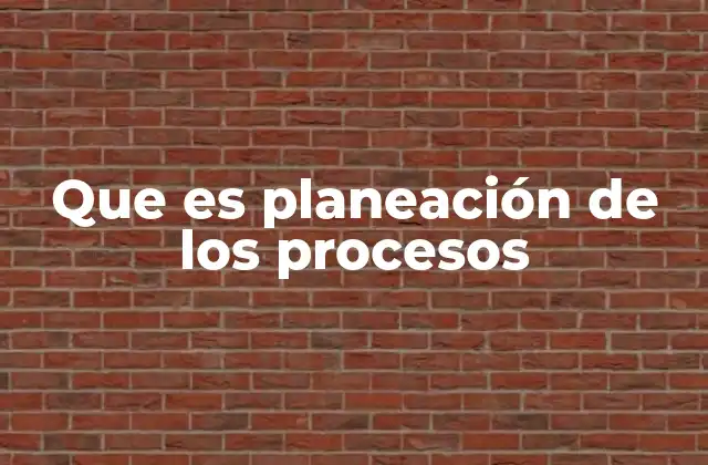 Que es Planeación de los Procesos
